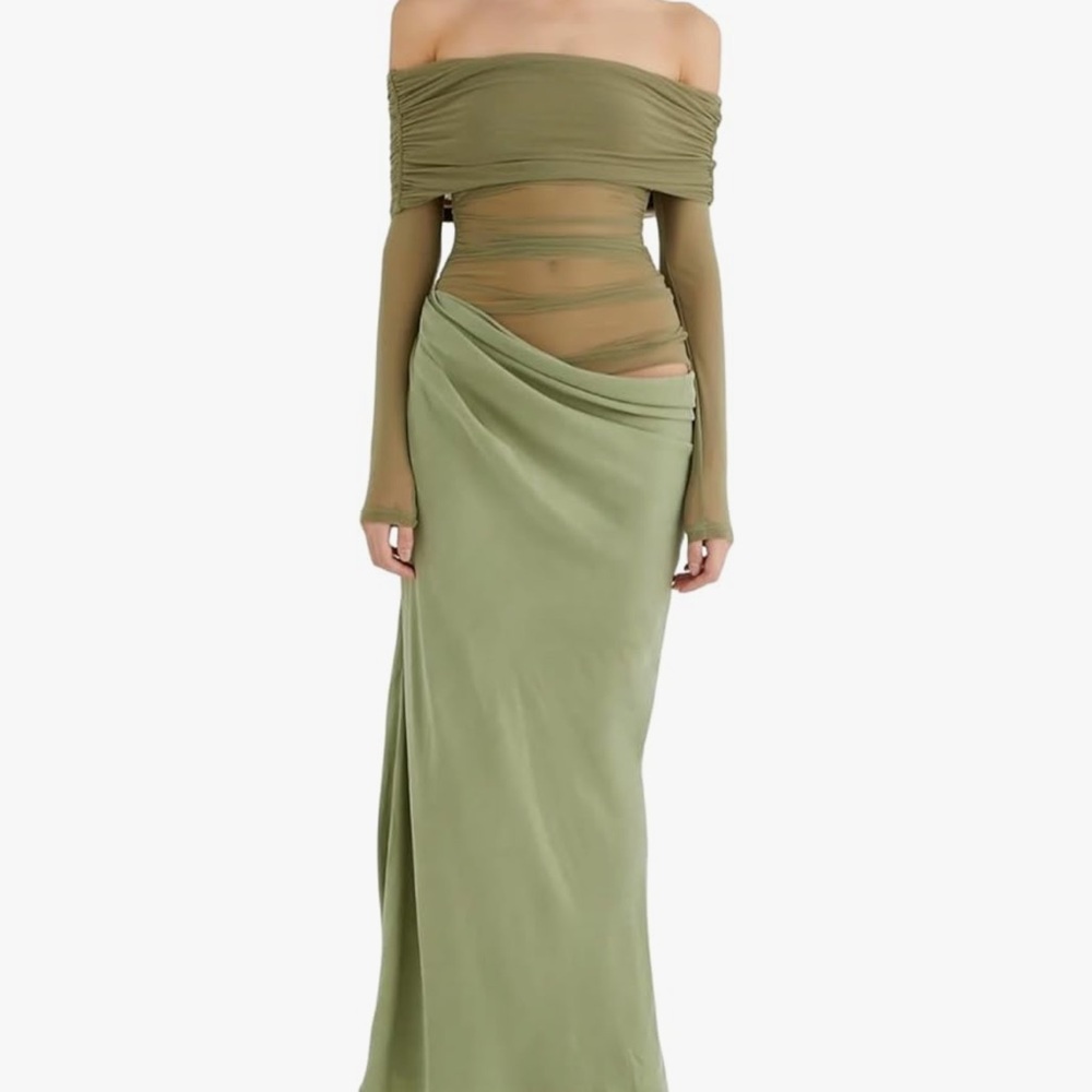 Amazon Olive Long Sleeve Dress